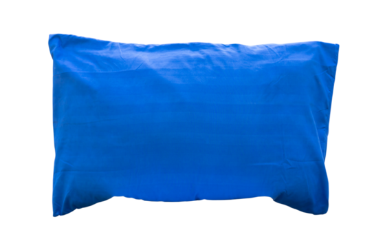 Beautiful blue pillow isolated on white background with clipping path in png file format