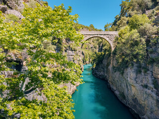 Koprulu ancient bridge in Tazi canyon in Antalya region