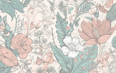 Flower illustration background,created with generative ai tecnology.