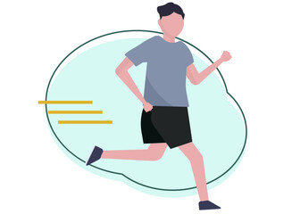 ランニングをする男性。ジョギング、走る。ベクターイラスト