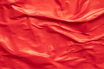Blank red crumpled and creased paper poster texture background
