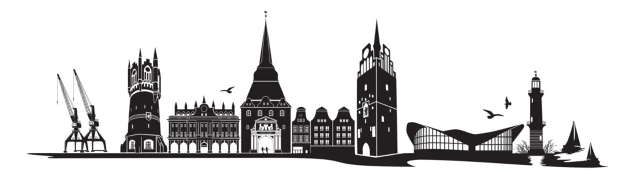 Illustration der Skyline von Rostock