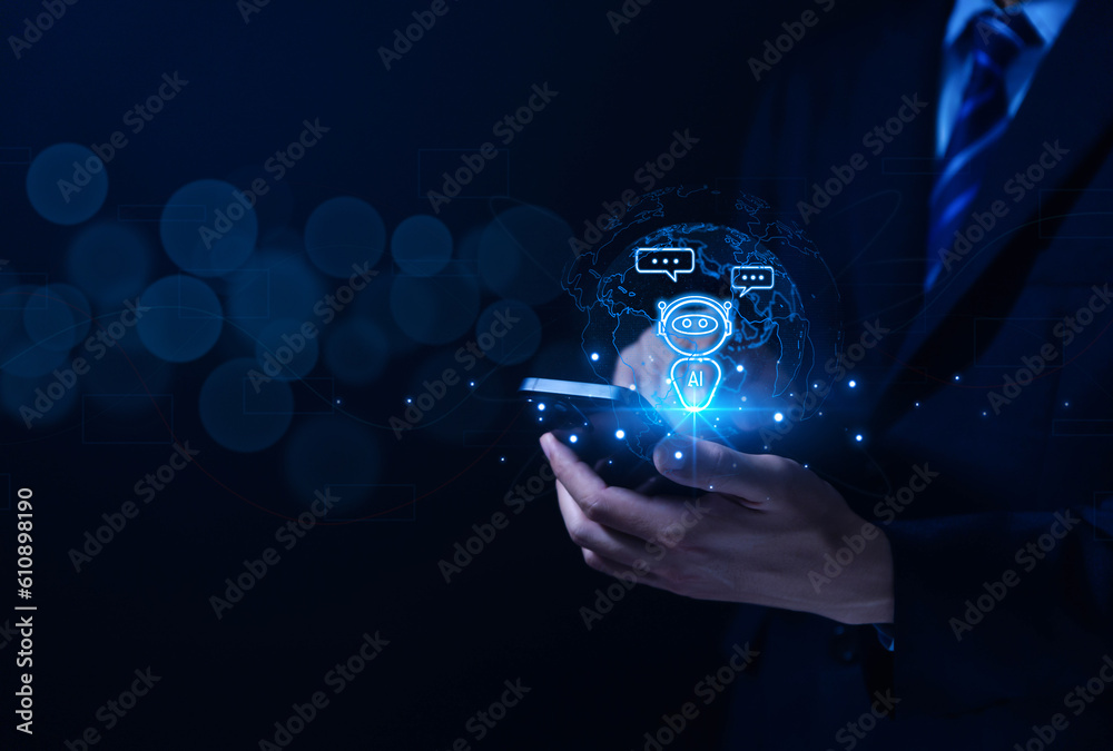 Wall mural robot intelligent digital chatbot chat assistant robot customer ai artificial intelligence technolog