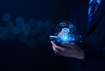 robot intelligent digital chatbot chat assistant robot customer ai artificial intelligence technology chat concept	
