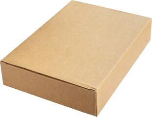 Mockup brown cardboard box isolated on white background