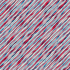 Beige, Blue and Red Watercolor-Dyed Effect Textured Diagonal Striped Pattern