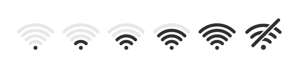 Wi-Fi icon set. Wireless and wifi signal level