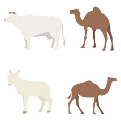 Sacrifice animals silhouette set illustration. Vector bundle of animals for sacrifice. vector illustration