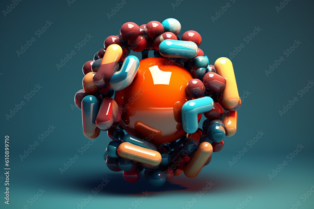 Poster A digital illustration of an abstract object, blending organic and geometric shapes to create a harmonious and balanced composition.  Generative AI technology.
