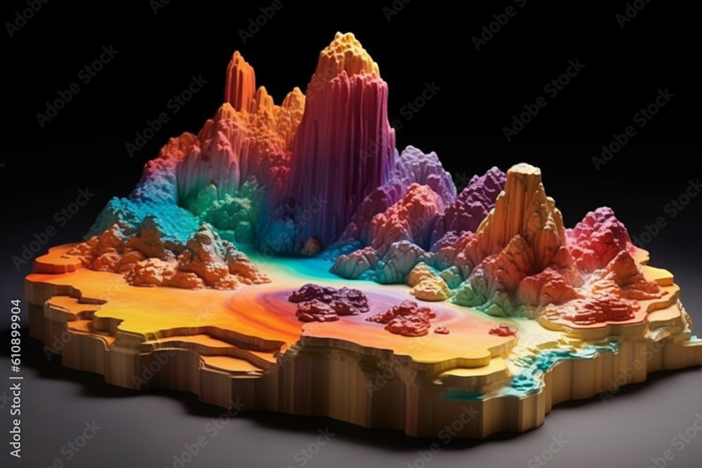 Poster An abstract surreal landscape sculpture made of unconventional materials, creating an ethereal and thought-provoking piece of art.  Generative AI technology.