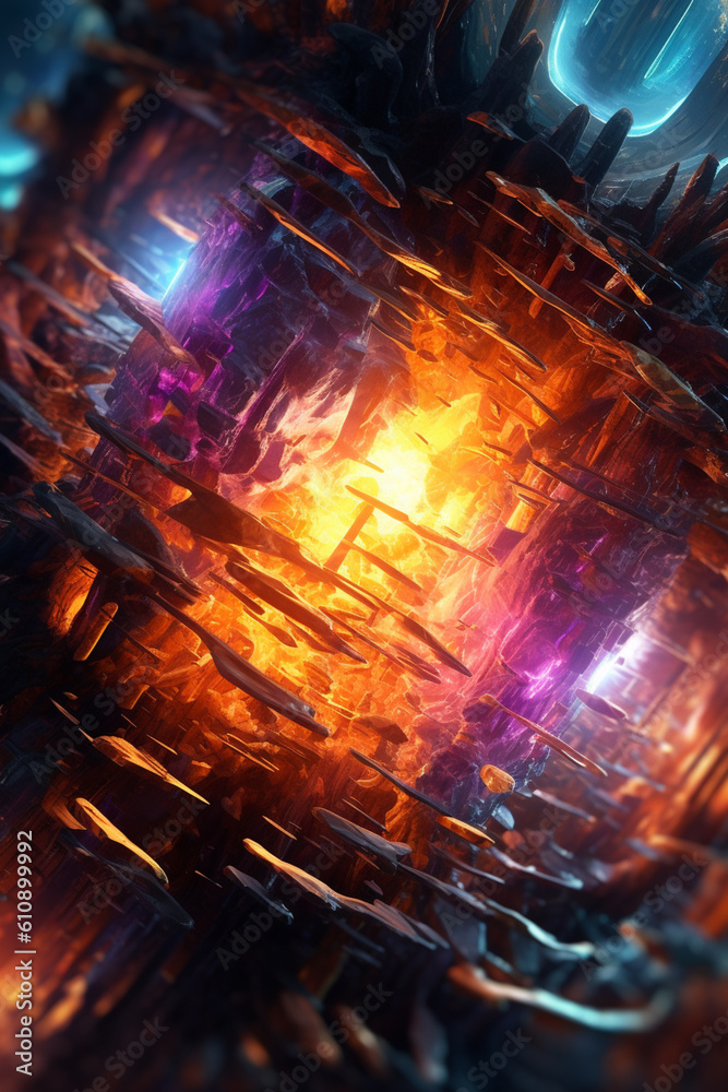 Poster  A digital composition of abstract shapes and textures resembling electrical currents, illustrating the concept of clear energy in a visually captivating way.  Generative AI technology.