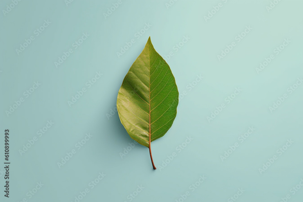 Aufkleber a minimalist digital illustration of a single leaf floating against a plain background, highlighting
