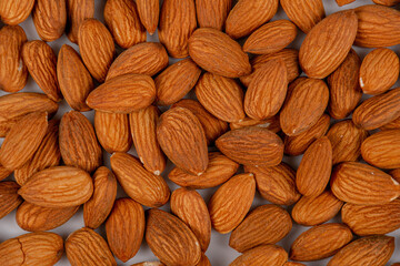 Top view almonds seed isolated on white background