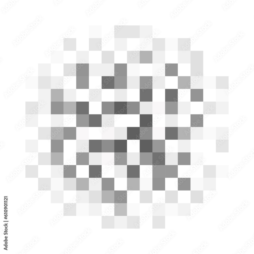 Wall mural round shaped censor blur effect pattern. pixel checkered mosaic texture hiding prohibited content. p