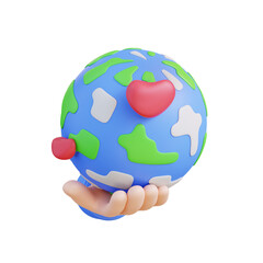 3d illustration hand showing ward love 