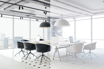 Office interior design concept. 3D Rendering