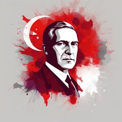 May 19th Turkish Commemoration of Ataturk Youth and Sports Day.illustration