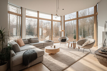 modern home interior, Scandinavian style, generative AI	