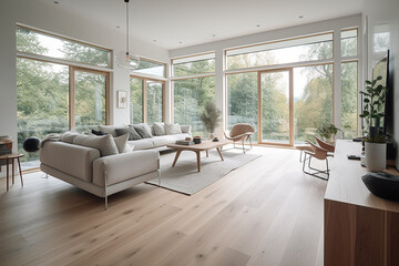 modern home interior, Scandinavian style, generative AI	