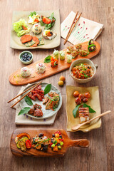 Buffet food is on the plate