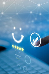 service users give rating to service experience on online application for Customer review...