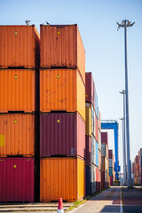 Fototapeta premium Shipping containers stacked