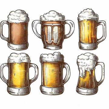Beer mugs set the barware Generative AI