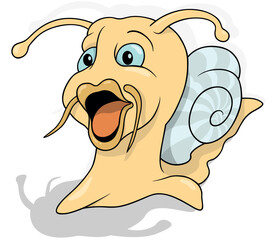 Surprised Yellow Water Snail with Open Mouth