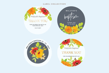 Floral label collection elements set
