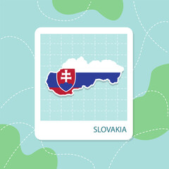 Stickers of Slovakia map with flag pattern in frame.