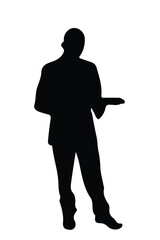 silhouette of business one person holding ipad.