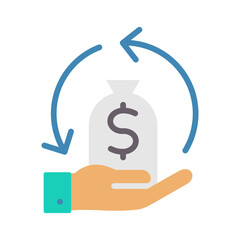 Return of investment flat icon for marketing, cost-benefit analysis, payback period, break-even point, investment appraisal, profitability logo