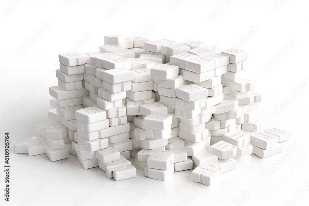 Poster white bricks isolated on white background. generated by ai.