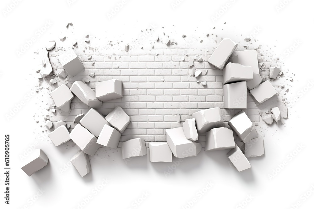 Poster white bricks isolated on white background. generated by ai.