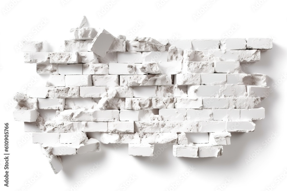 Aufkleber white bricks isolated on white background. generated by ai.