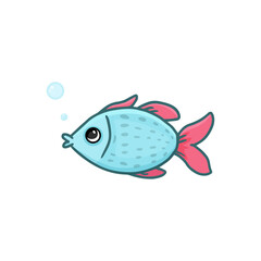 Cartoon fish isolated on white. Vector illustration
