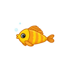 fish isolated on white. Goldfish in cartoon style. Vector illustration