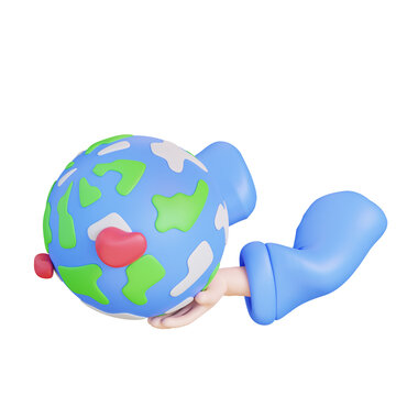  3d Illustration Hand Holding Earth Lover