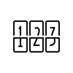 Black line icon for numerical 