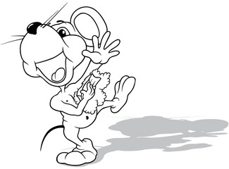 Drawing of a Dancing Mouse with a Shower Sponge in its Paw