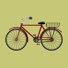 Bicycle on a yellow background isolated, eco-friendly transport for everyday riding and recreation, illustration