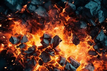Burning Coals Abstract Fire Background Isolated Illustration on Transparent Background. Generative AI