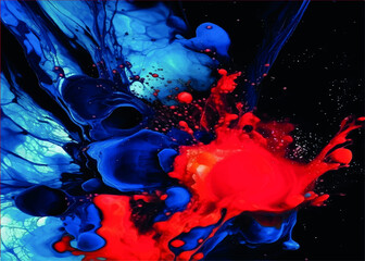 red and blue liquid, abstract watercolor ,Gnerative aıe