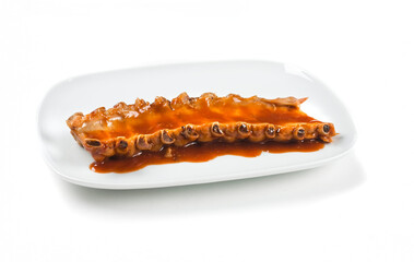pork ribs with sauce on white background