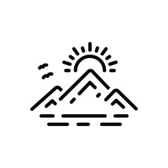 Black line icon for mountain 