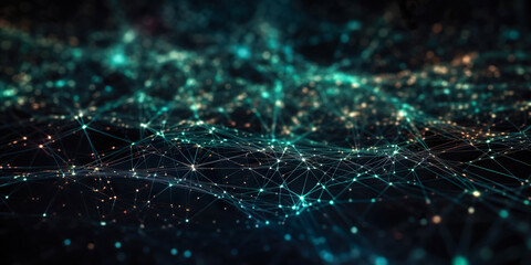 Obraz premium Network connection fiber optic , Abstract futuristic network lines background , Network technology abstract concept , Created with generative AI