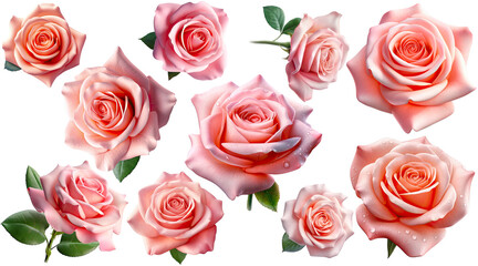 3d vector of pink rose illustration transparent background, PNG ,Generative AI