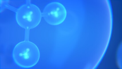 Molecule inside Liquid Bubble, 3d illustration. 3d render