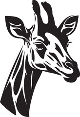 Giraffe head silhouette on a white background. Stylization, logo.