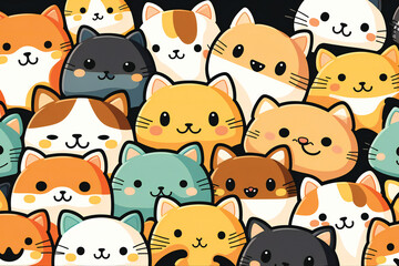 Cute playful kitten cartoon characters background. Created with Generative AI technology.